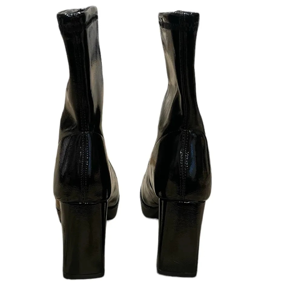 NEW! Sexrosly Black Patent Leather Chunky Heel Boots Size 9 - Image 4
