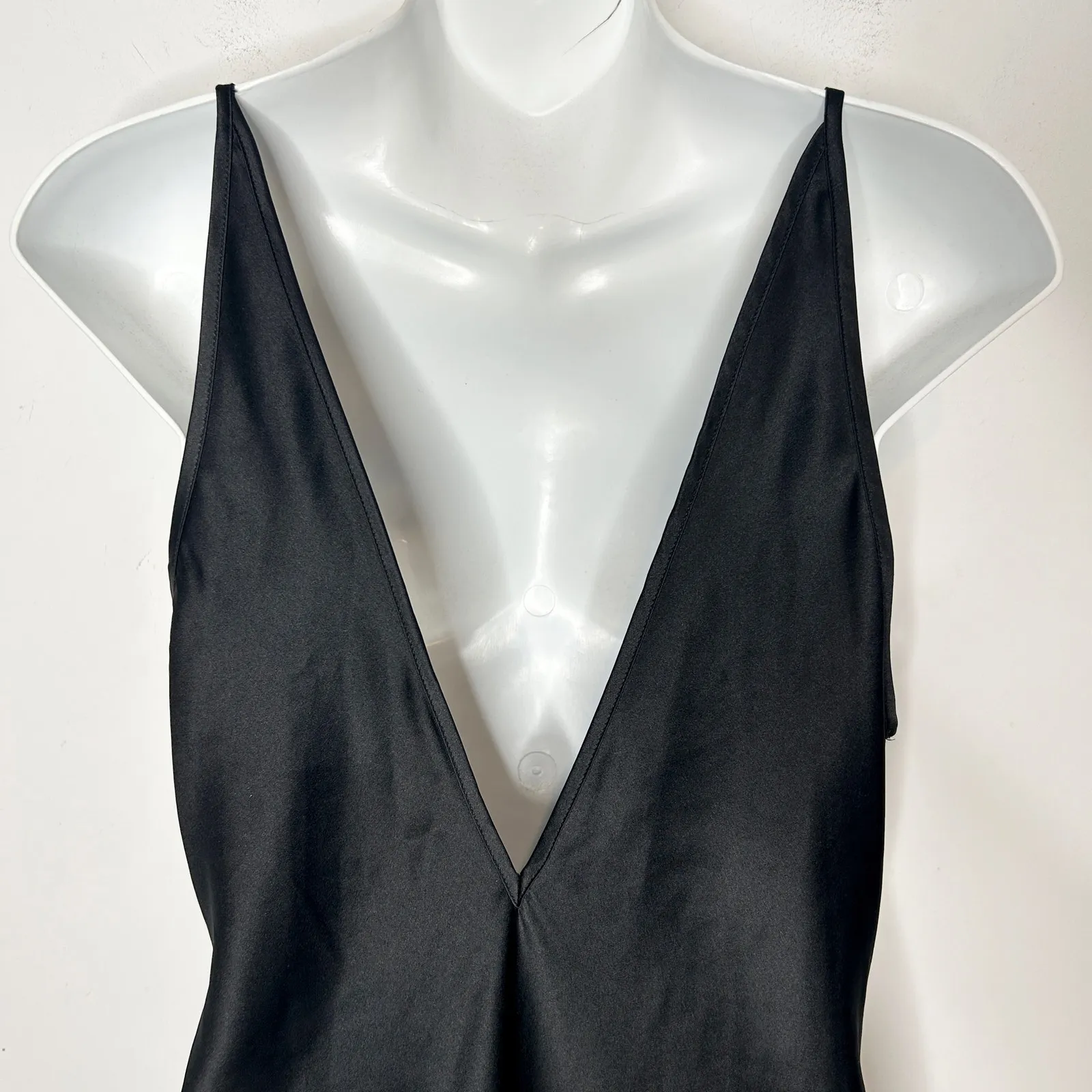 VICTORIAS SECRET Vintage 90s Nightie Womens Small Black Satin Mini Slip Dress - Image 5