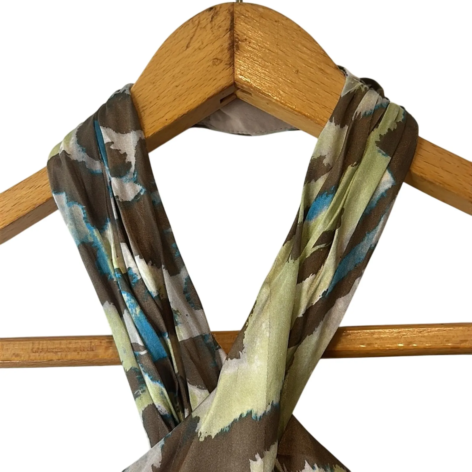 Hoaglund NY Halter Animal Print Beaded Maxi Gown Formal Dress Size 8 Green - Image 6