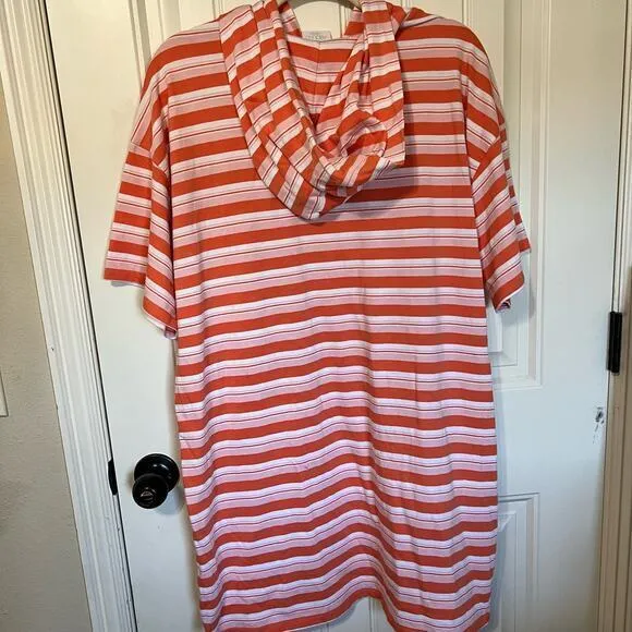 Abound Striped Hooded Cover-Up Beach‎ Swim Pool Resort Tunic Dress L - Image 7