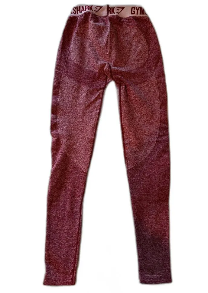 Gymshark | Beet Marl Chalk Pink Flex Leggings Mid Rise Butt Contour Size Small - Image 5