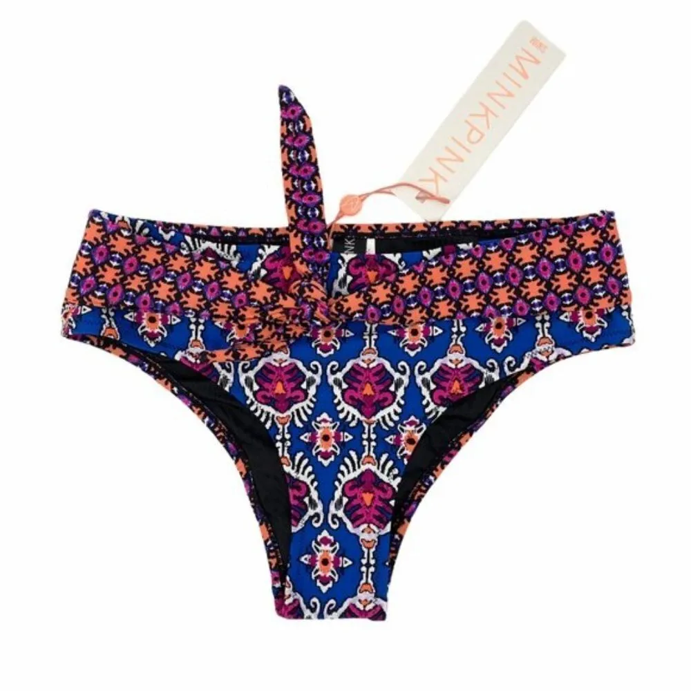 NEW REVOLVE X MINKPINK Conflict of Interest Multi Tie Front Bikini Bottoms S - Image 4