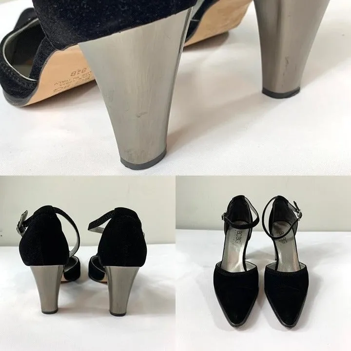 Vintage‎ Bcbg MaxAzria Leather Velvet Heels Women's 8.5 - Image 3