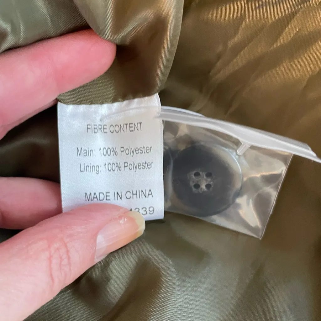 NWT Petal & Pup Olive Green Belted Double Breasted Trench Coat Size XS - Image 10