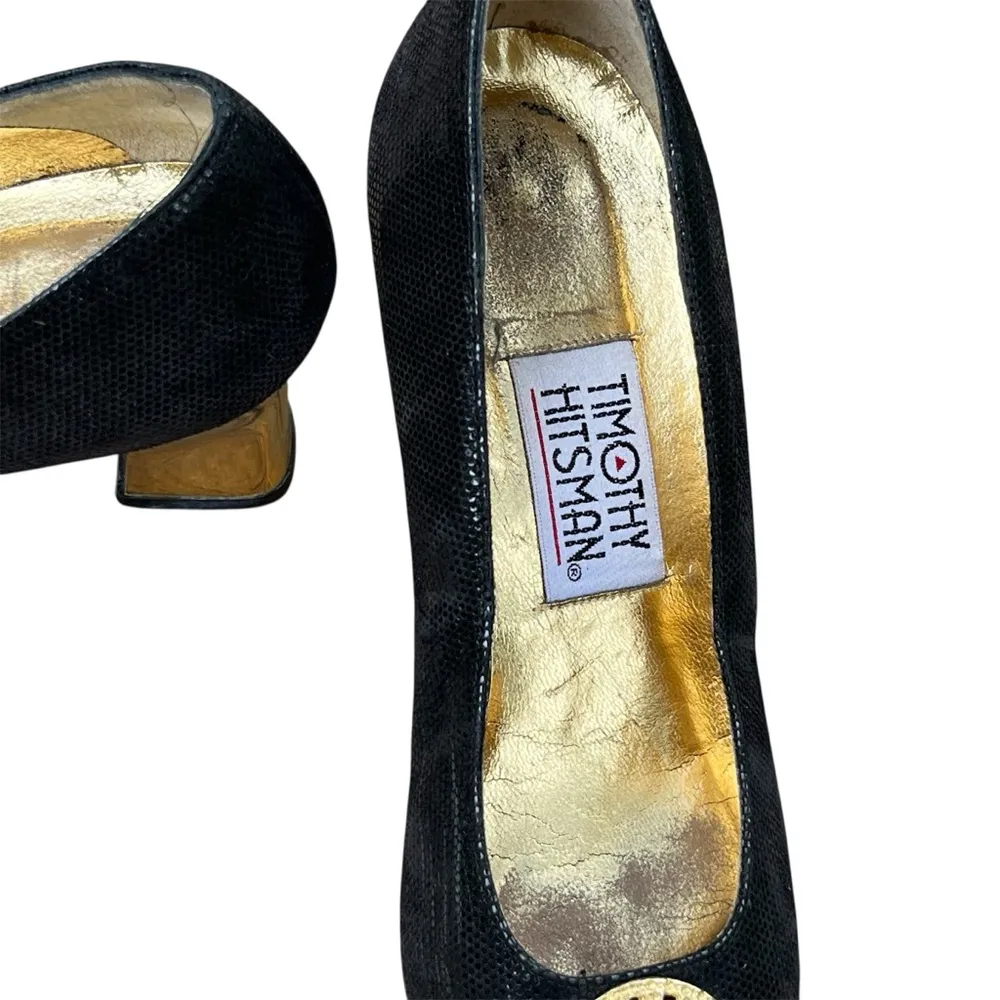 Vintage 1980’s Timothy Hitsman heels Gold Size 6 - Image 5
