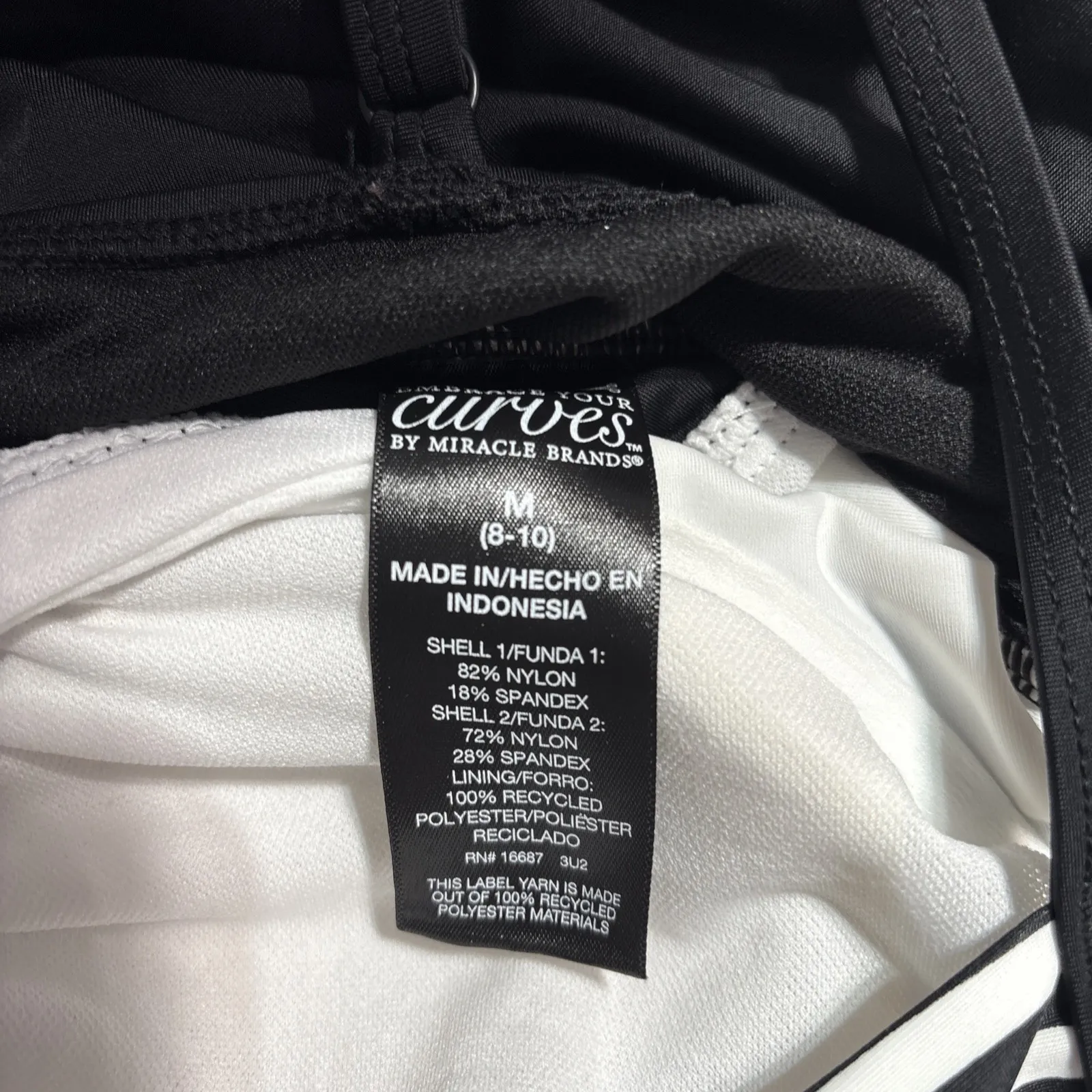 Embrace Your Curves By Miracle Brands Womens M 8/10 Swimsuit Black &‎ White - Image 4