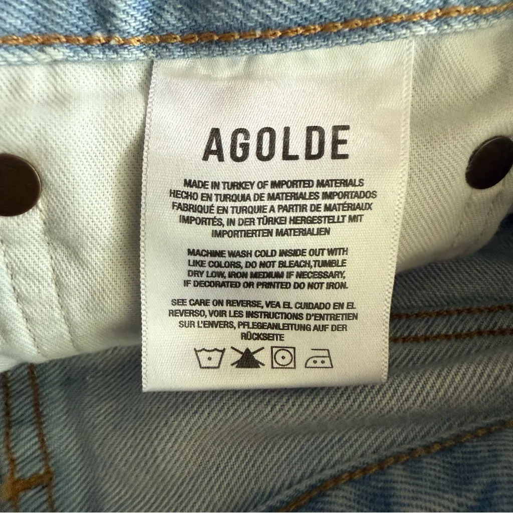 Agolde Parker Cutoff High Rise‎ Button Fly 2” Shorts In Farewell Blue Size 27 - Image 7