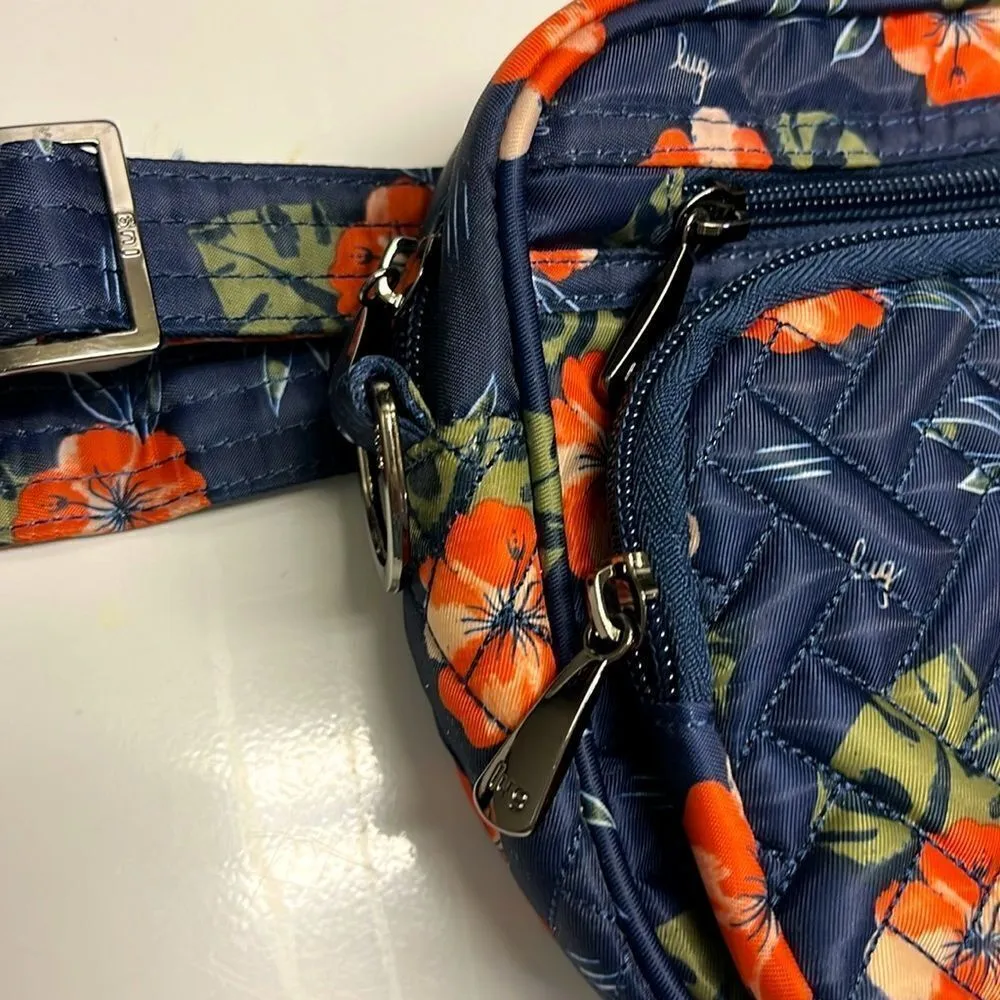 Lug Carousel Blue Floral Adjustable Convertible Belt Bag/ Crossbody RFID Purse Blue - Image 5