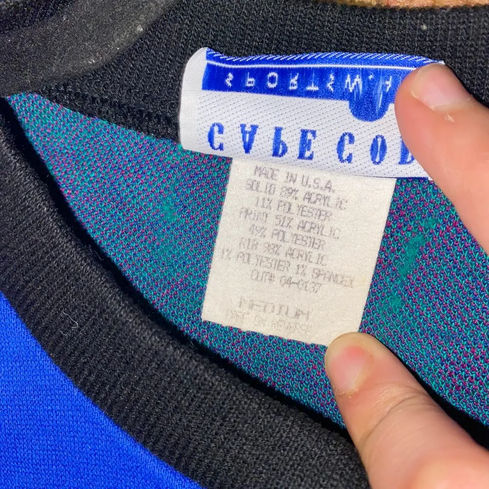 Cape Cod Sportswear Vintage Blue Purple Floral Long Sleeve Knit Top Size Medium - Image 5