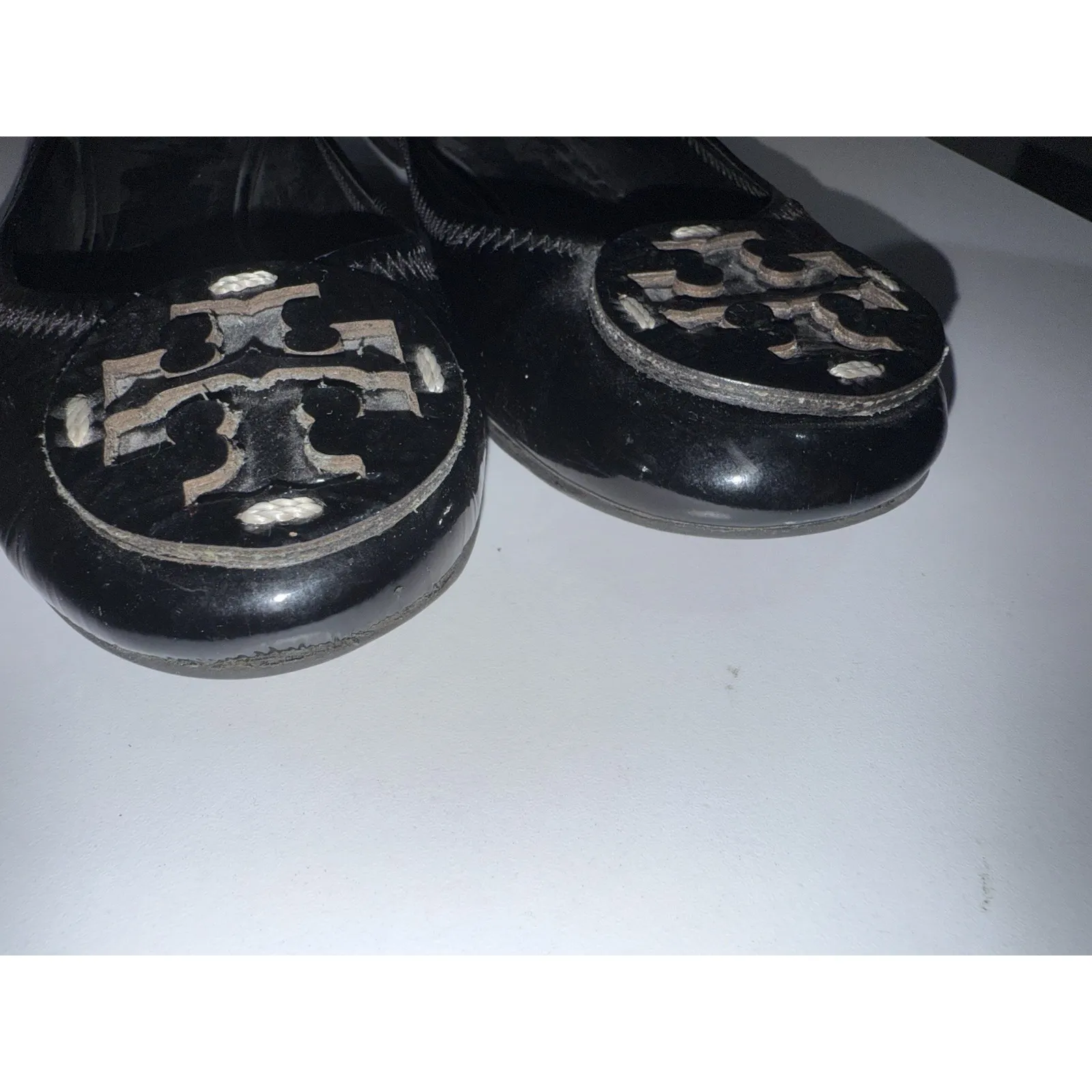 TORY BURCH Women's Reva Ballerina Ballet Flats Black Patent Leather  Size 6 N - Image 6