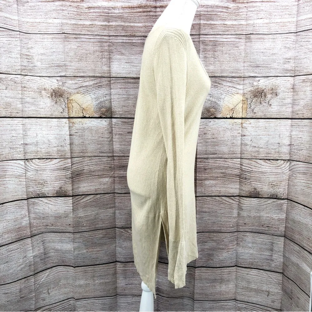 Free People Cream Criss Cross Oversized Knit Tunic Size M - Image 3