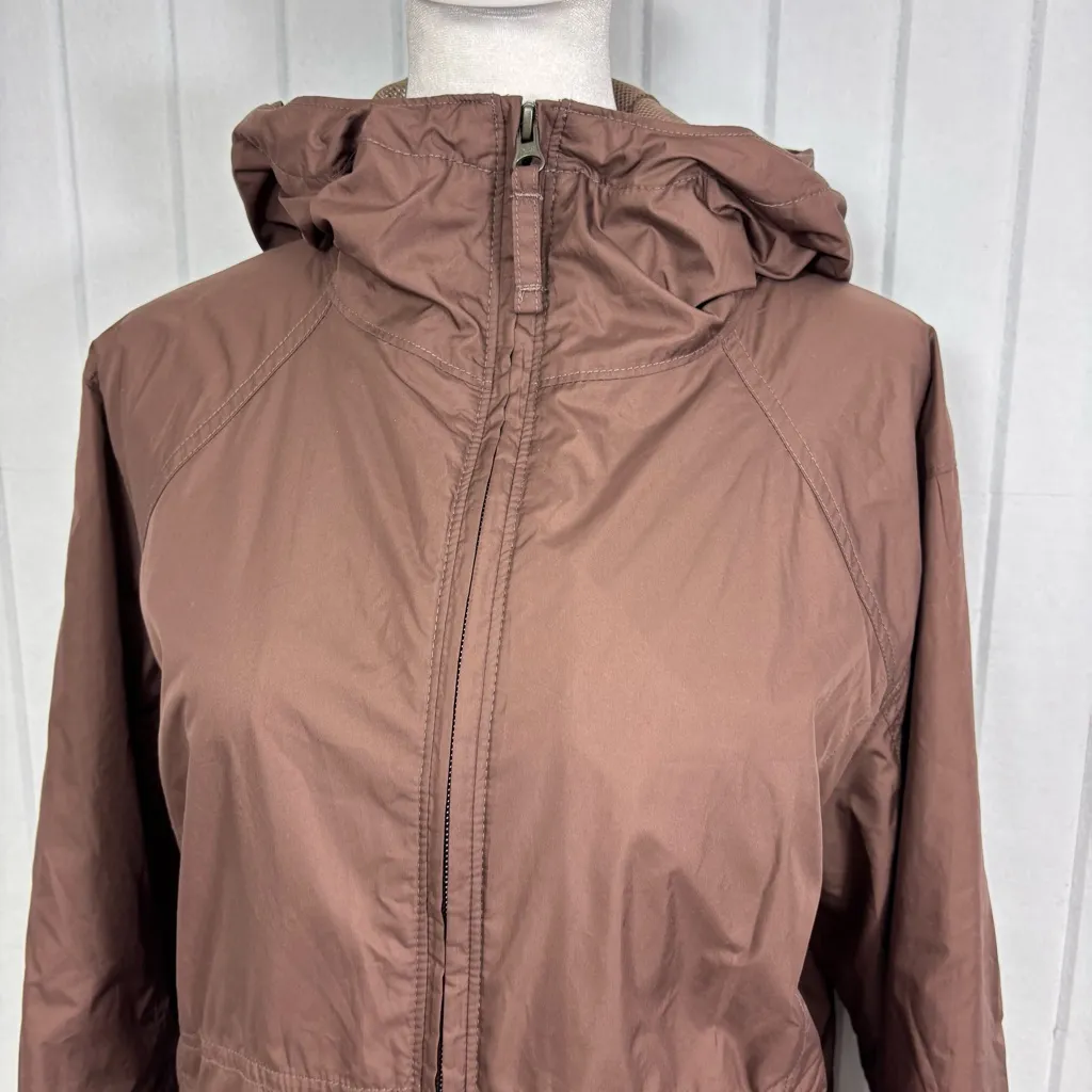 COLUMBIA Lightweight Rain windbreaker Brown jacket coat hood & pockets Size M - Image 2