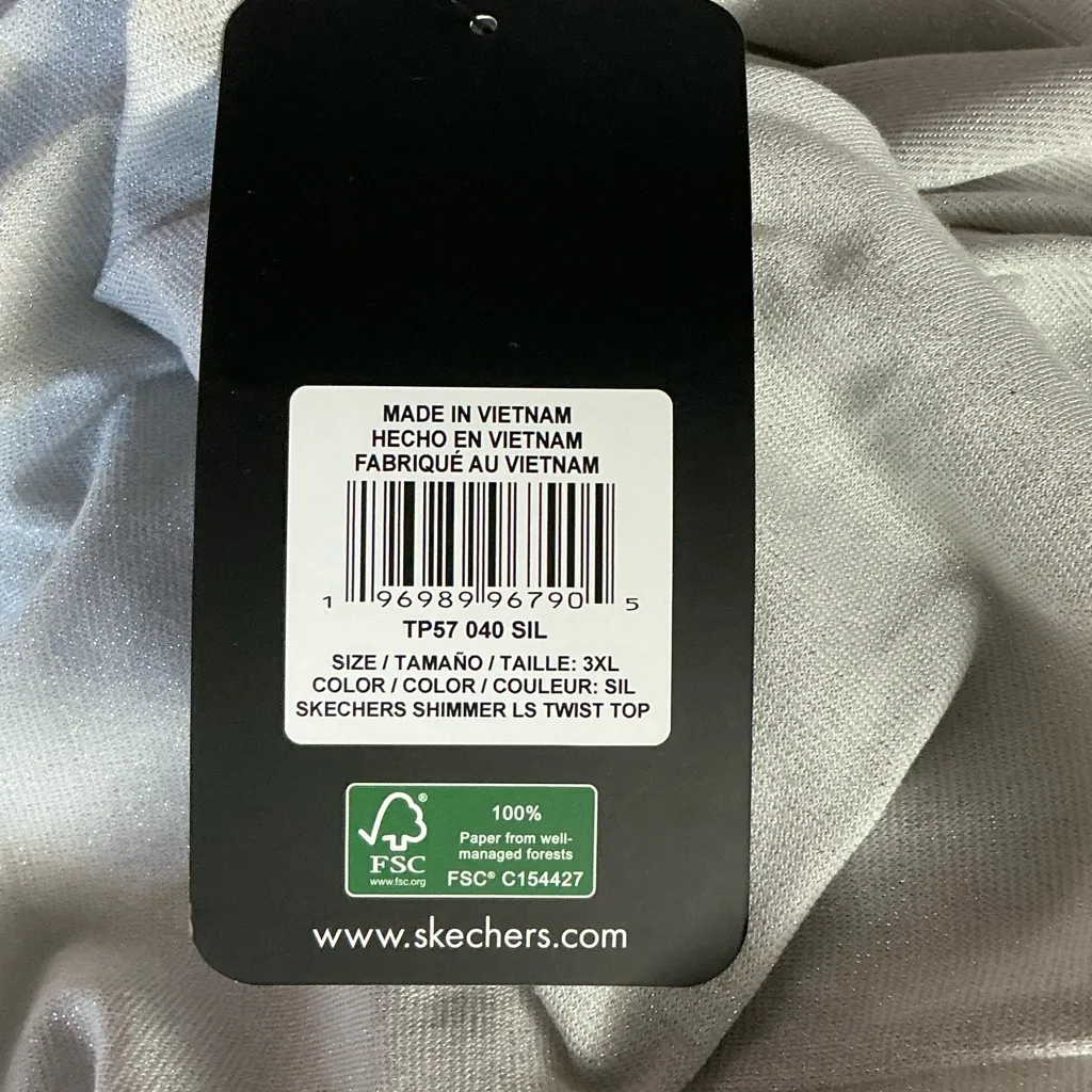 Skechers Light Gray Long Sleeve Twist Top - Image 5