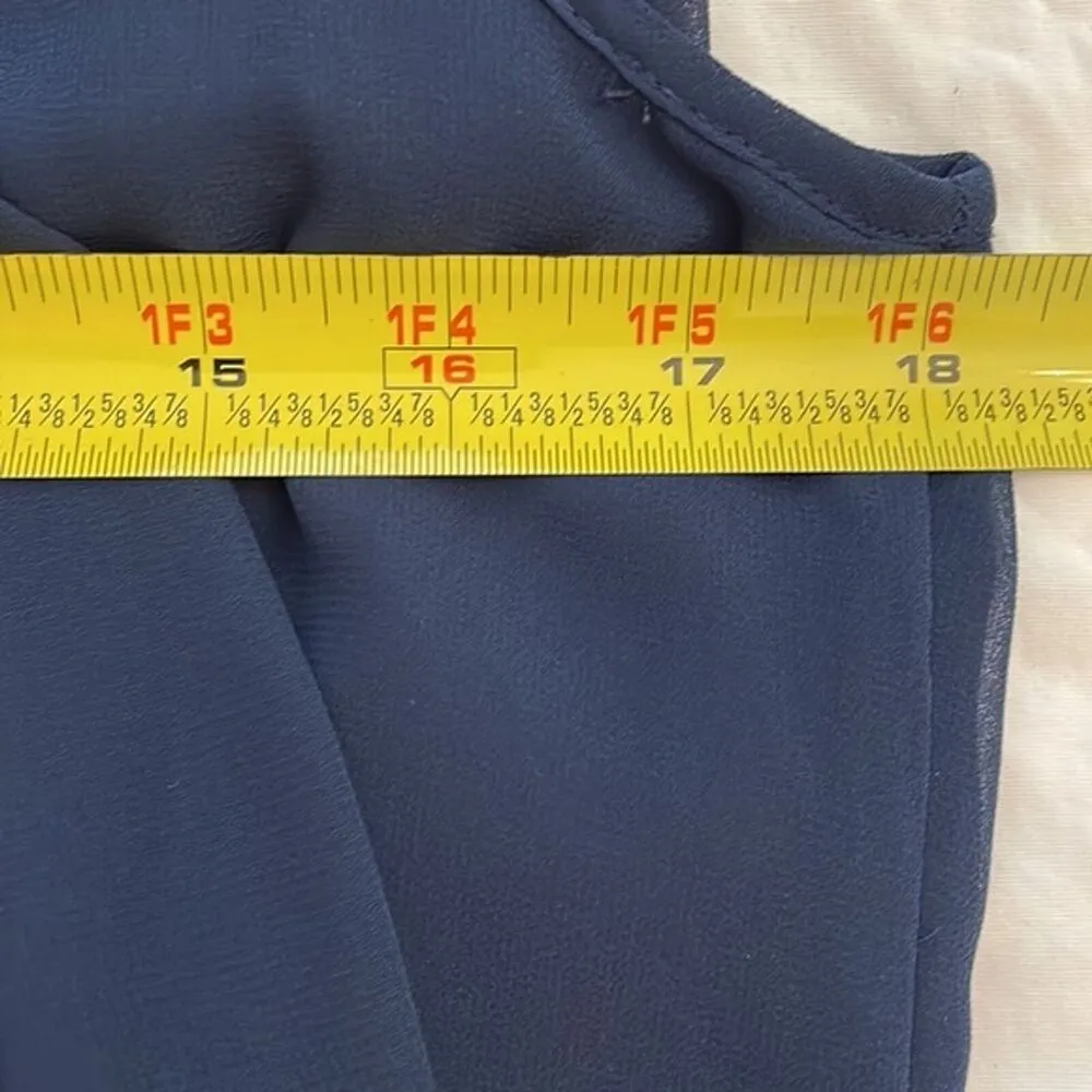 BCBGeneration Navy Blue Sleeveless Mini Shift Dress Womens Medium Chiffon - Image 7