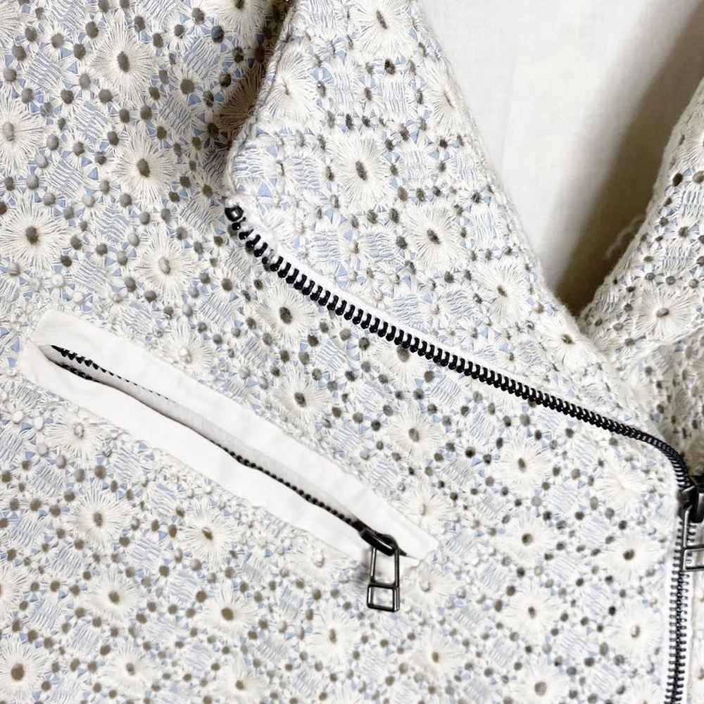 Dolan Anthropologie Left Cost Collection Rossi floral eyelet Moto jacket size S White - Image 6