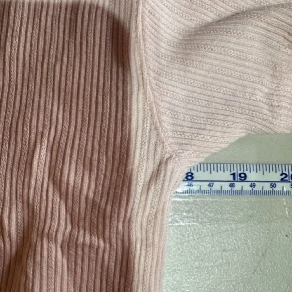 Y2K B. Moss Ribbed Henley Lettuce Trim‎ Crop Shirt Pink & Blue Medium Baby Tee - Image 14