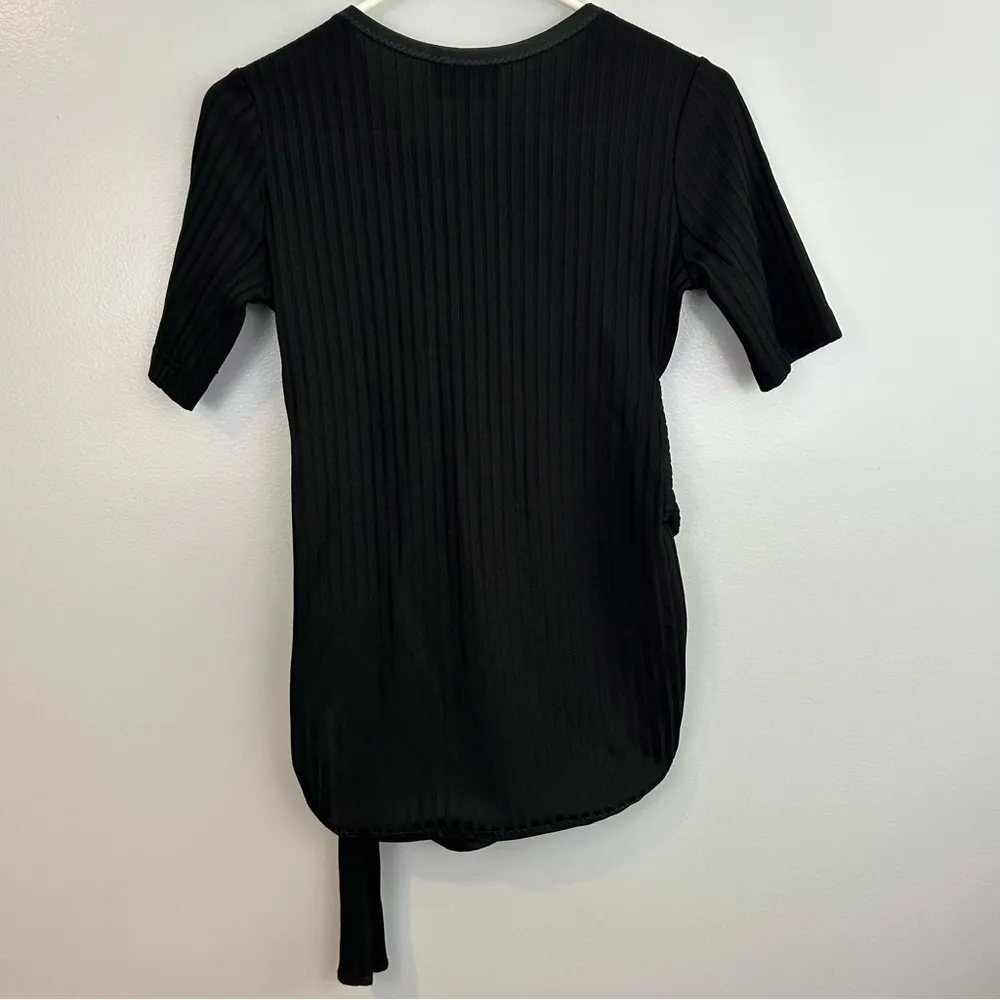 3.1 Phillip Lim Black Ribbed Tie Waist Short Sleeve Top Size XS - Image 13