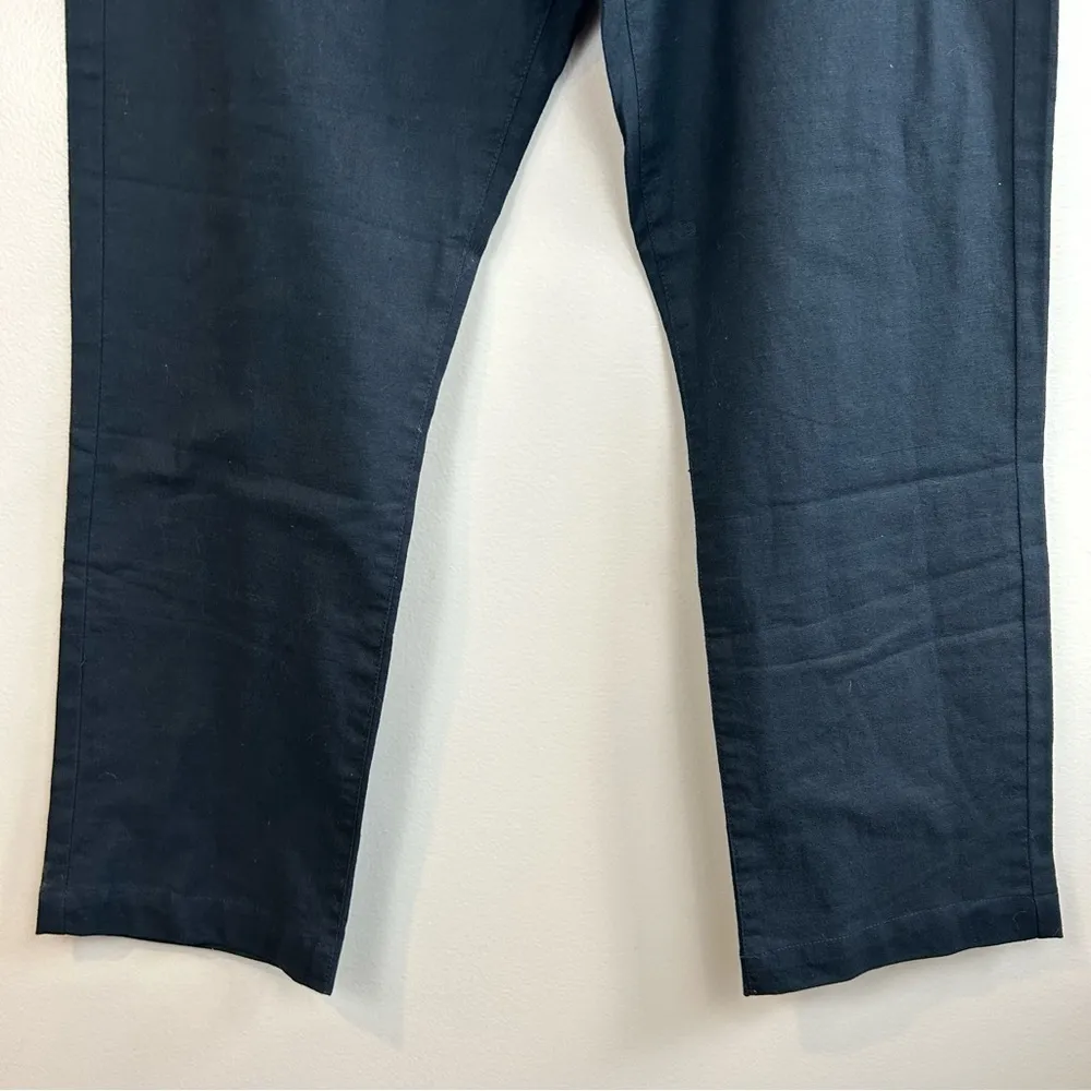 NWT Saks 5th Avenue Linen Blend Straight Leg Dark Blue Pants Size 36 - Image 9