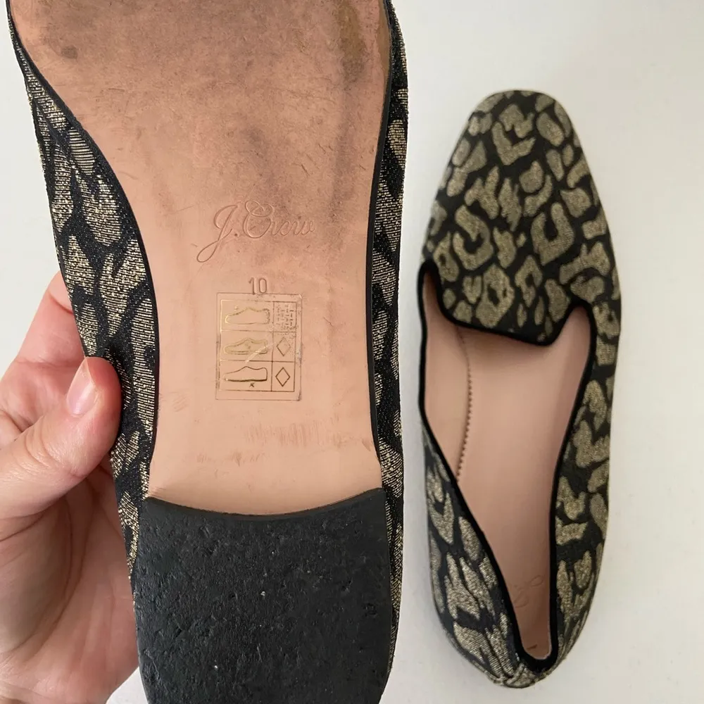 J. Crew women’s metallic leopard smoking‎ slippers loafers shoes size 10 - Image 5