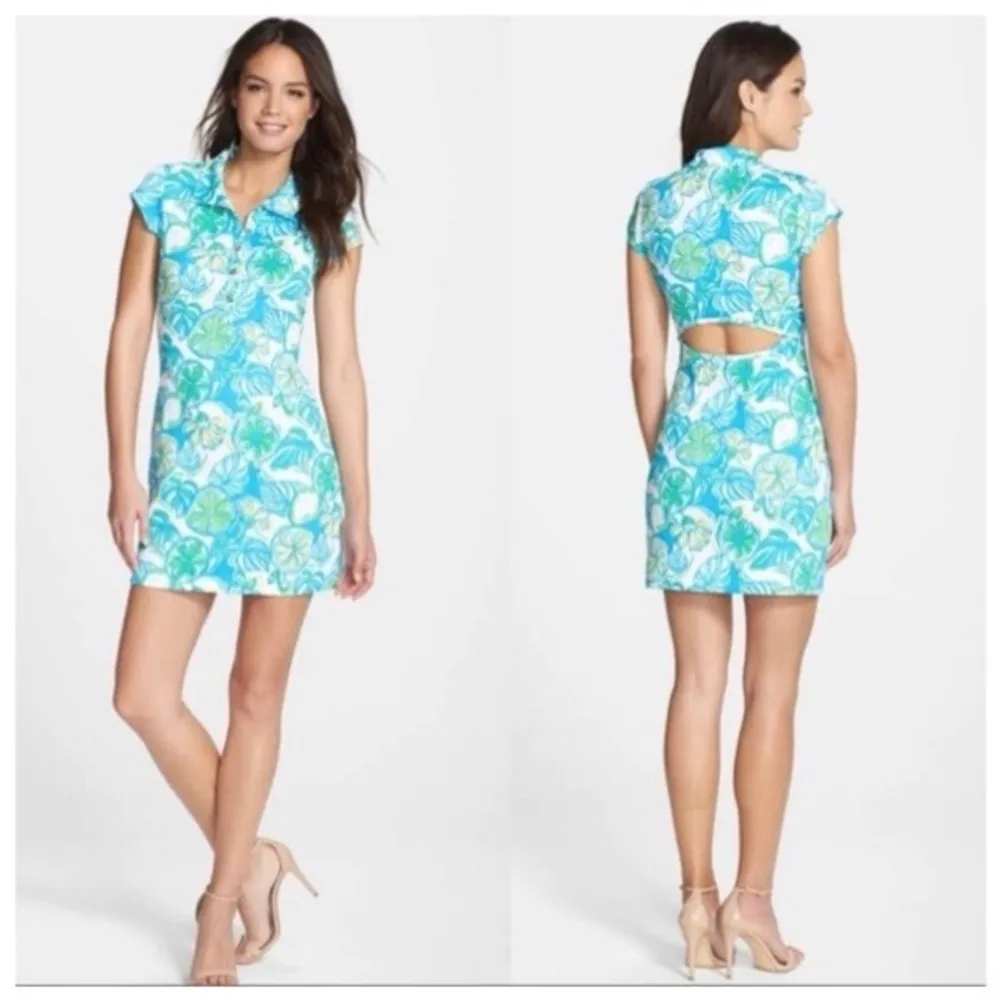 Lilly Pulitzer Rayna Polo Blue and Green Floral Dress - Image 7