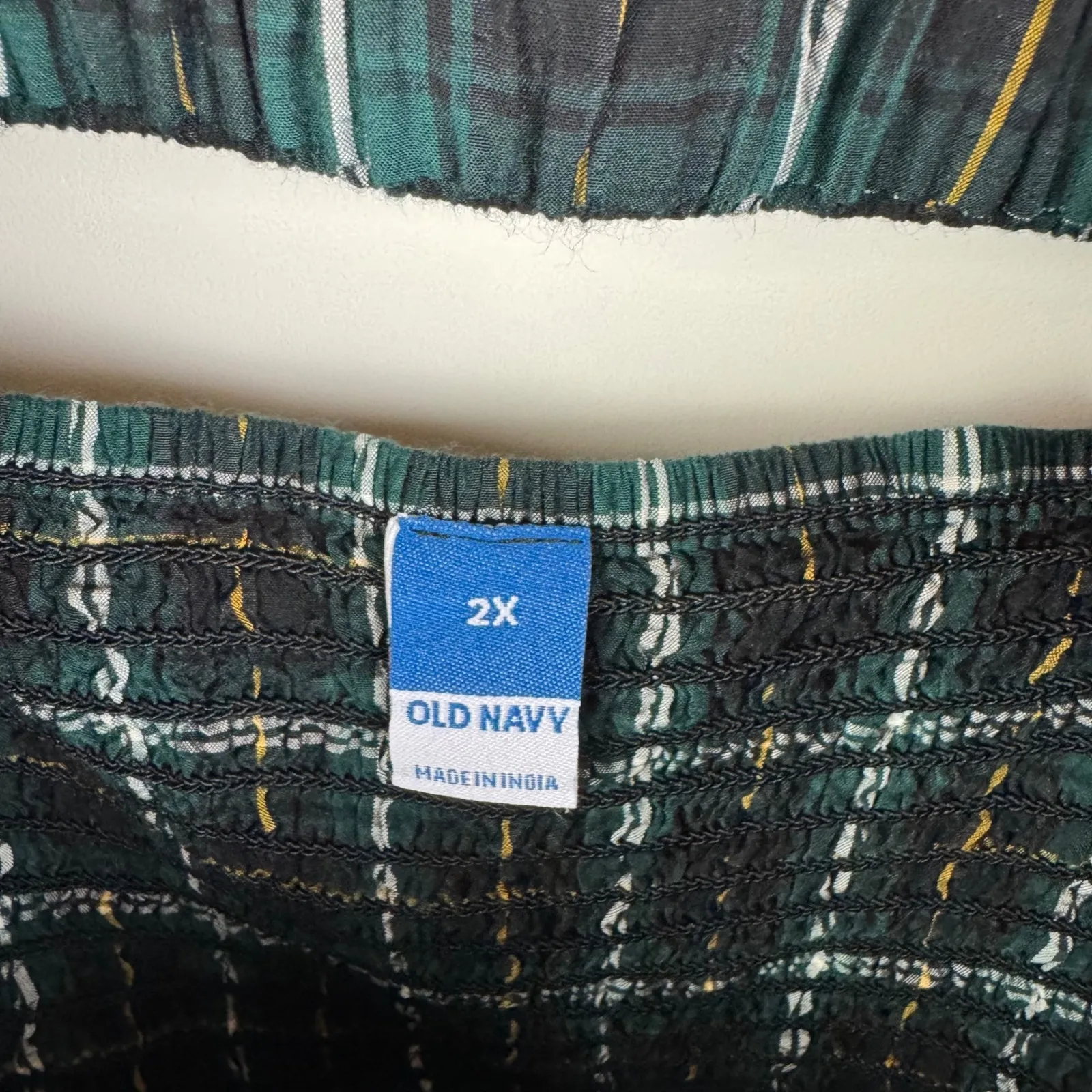 Old Navy‎ Smocked Seersucker Top Size 2X Plaid Peplum Preppy Academia Holiday - Image 7
