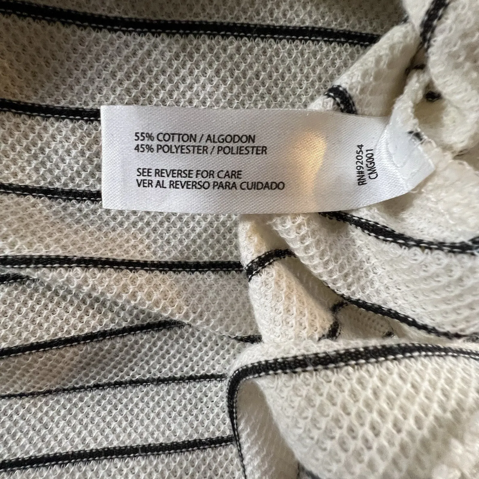 Carolyn Taylor XL Striped Knit Top Cream Black Nautical Breton 3/4 Sleeve Casual - Image 7