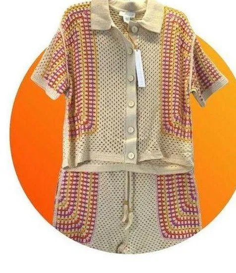 House of Harlow Crocheted 2 Piece Short Set women sz M - Image 2