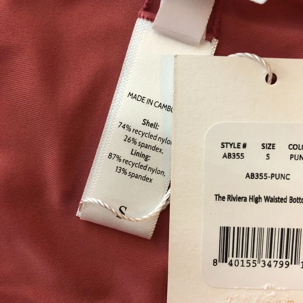 Andie Swim The Riviera High Waisted Bikini Bottom Belted Punch Pink S - Image 6