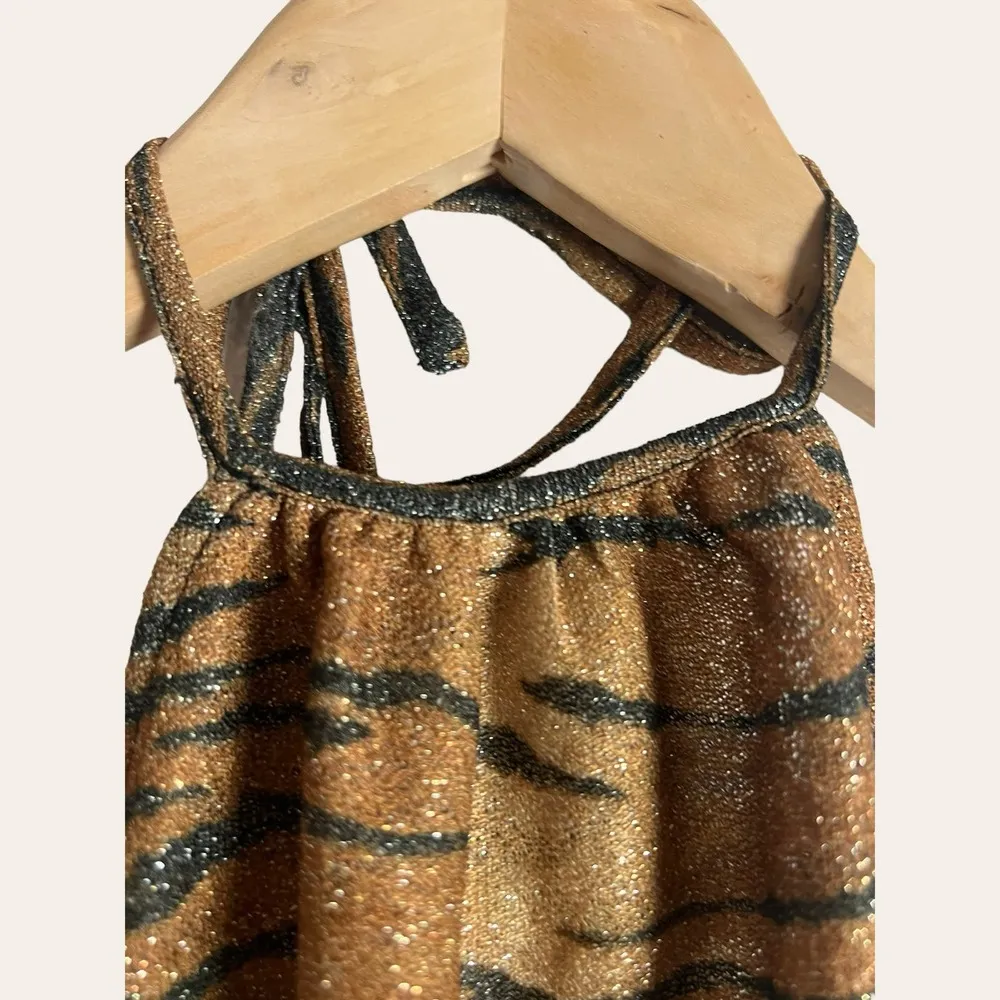 Hansen & Gretel Y2K Zebra Animal Print Striped Halter Top Size XXS - Image 3