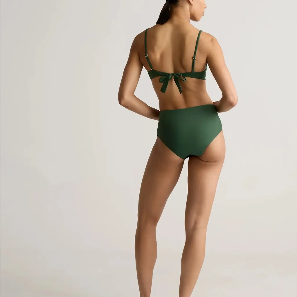 NWT Quince Italian High Rise Palm Green Bikini Bottom Swimwear Sz S 🌴 - Image 3
