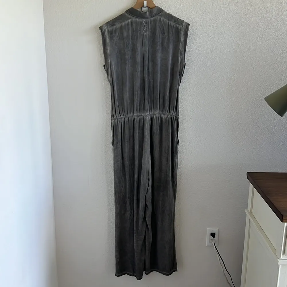 Soft Surroundings Charcoal Gray Camilla Wide Leg Jumpsuit Style 3AF67 Medium P - Image 2