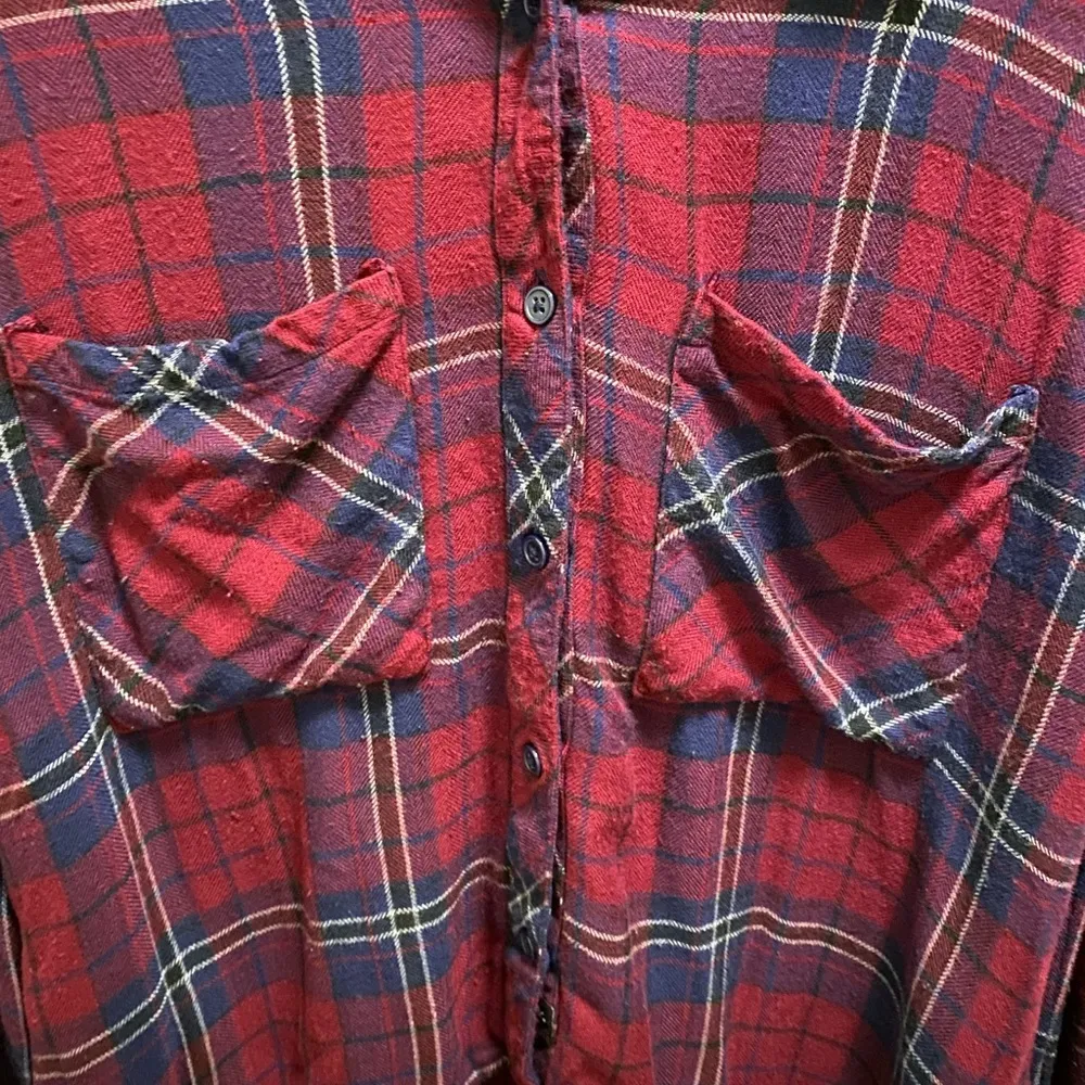 Rails Dylan Button Down Flannel In Oxblood/Navy Size M - Image 5