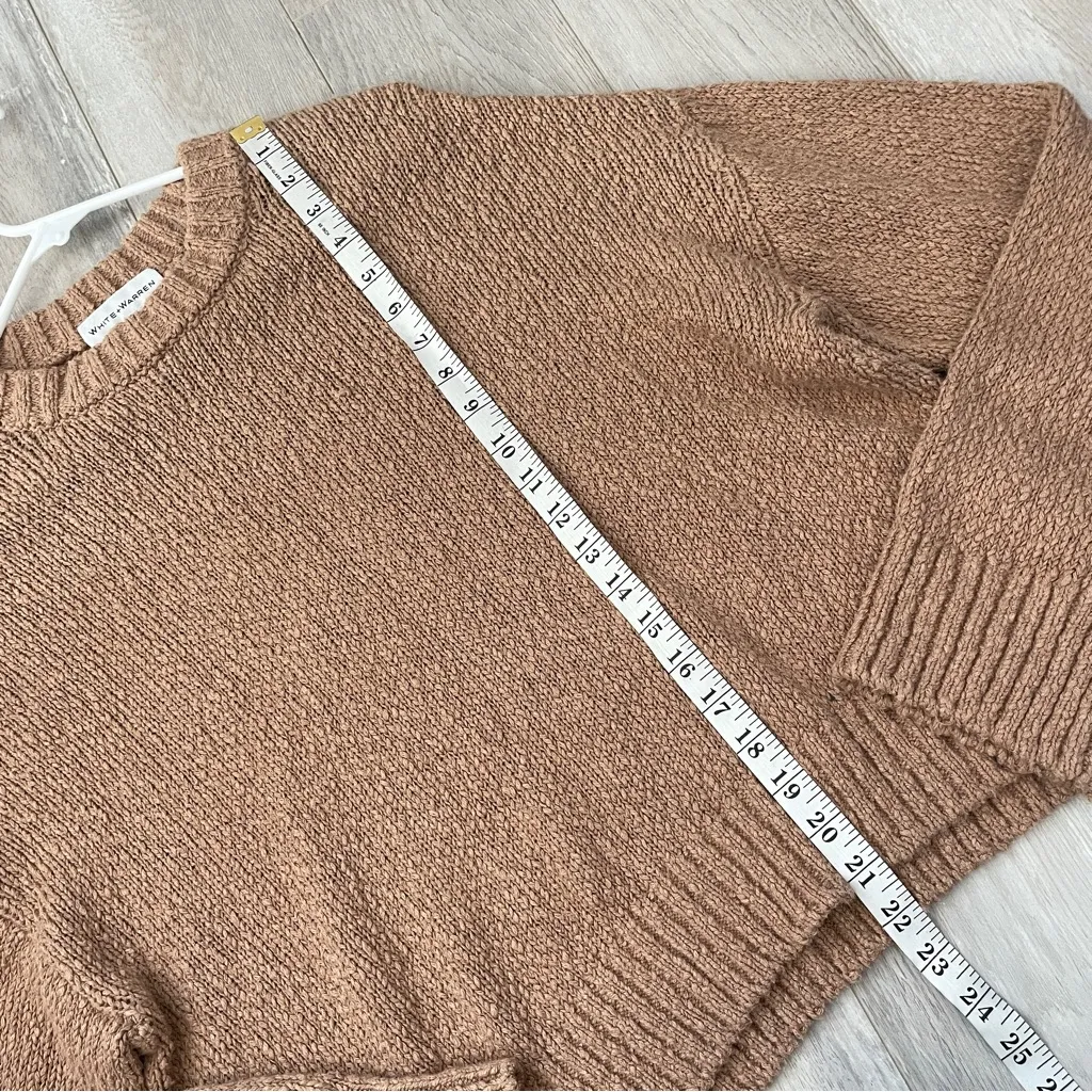 White + Warren Sweater cotton slub easy crewneck womens Brown (small) minimalist Tan - Image 7
