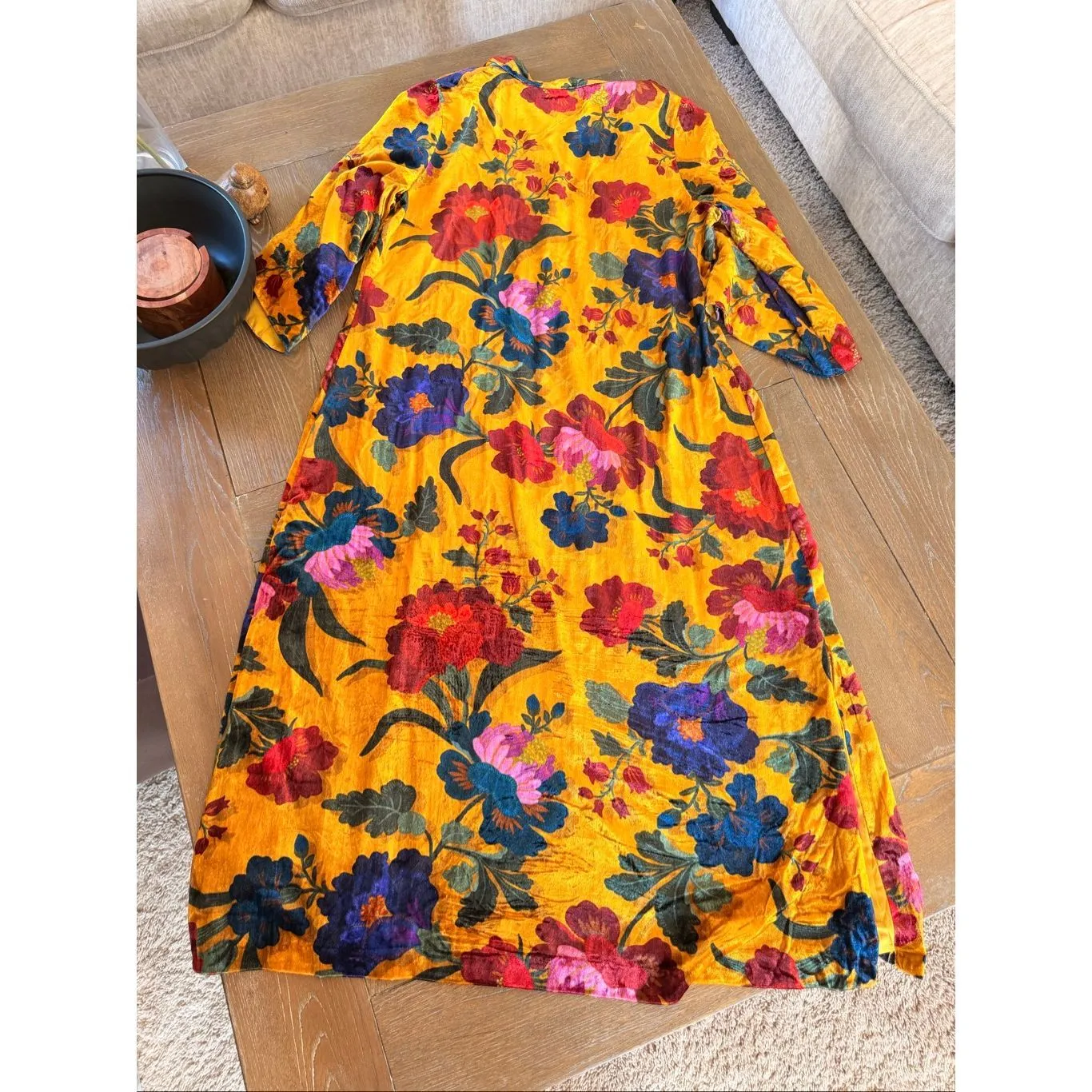 Alden Adair Jerry Dress in Arabesque Velvet Size XLarge Yellow - Image 6