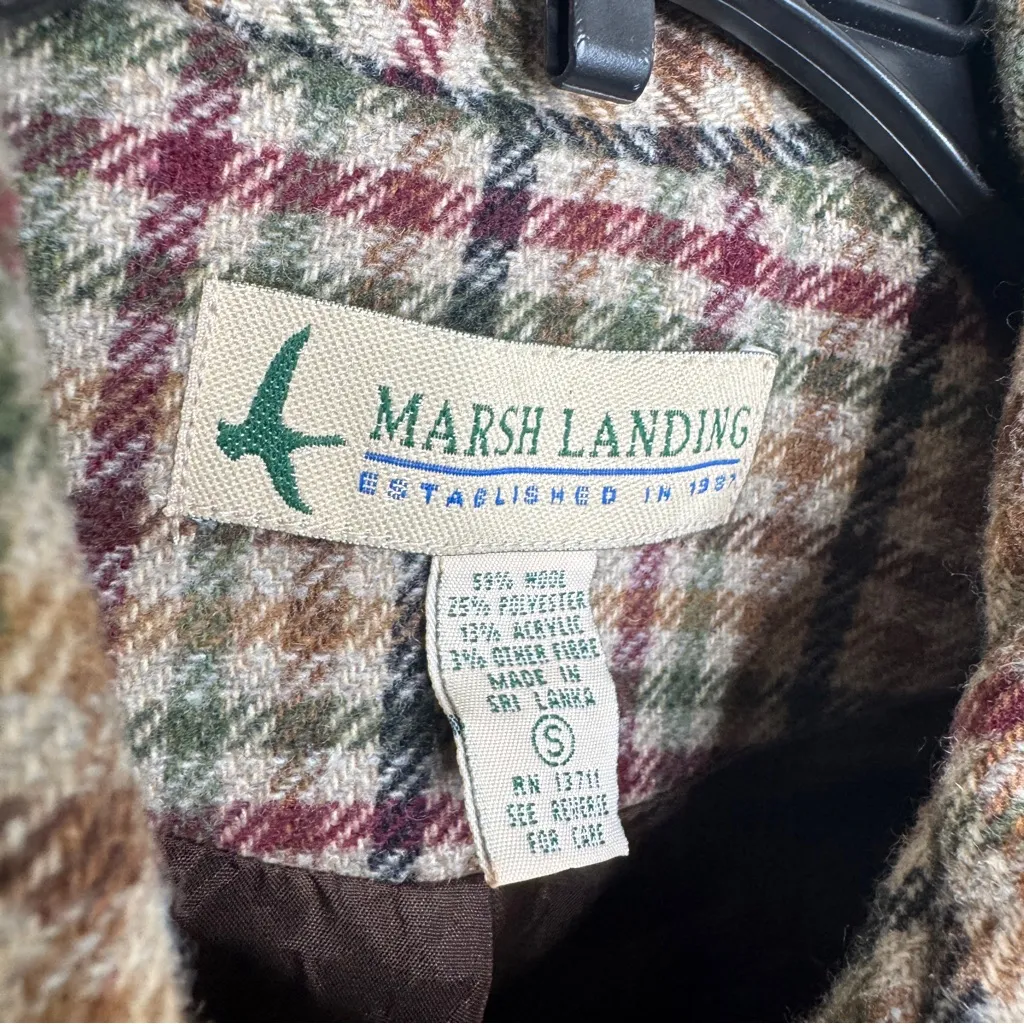 Vintage VTG Marsh Landing Cropped Plaid Wool Blend Vest size S Small - Image 13