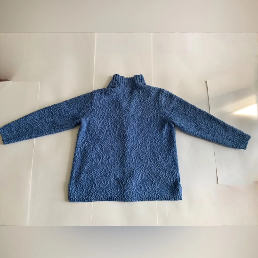 Coldwater Creek  XL cotton zip up mock turtle neck textured sweater in blue - Image 3