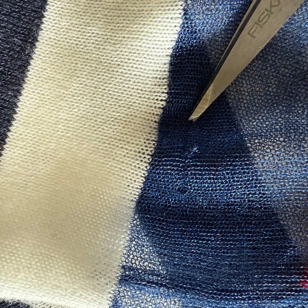 Desigual Womens Navy Long Sleeve Sweater Top Floral Striped Size M Boho Chic - Image 13