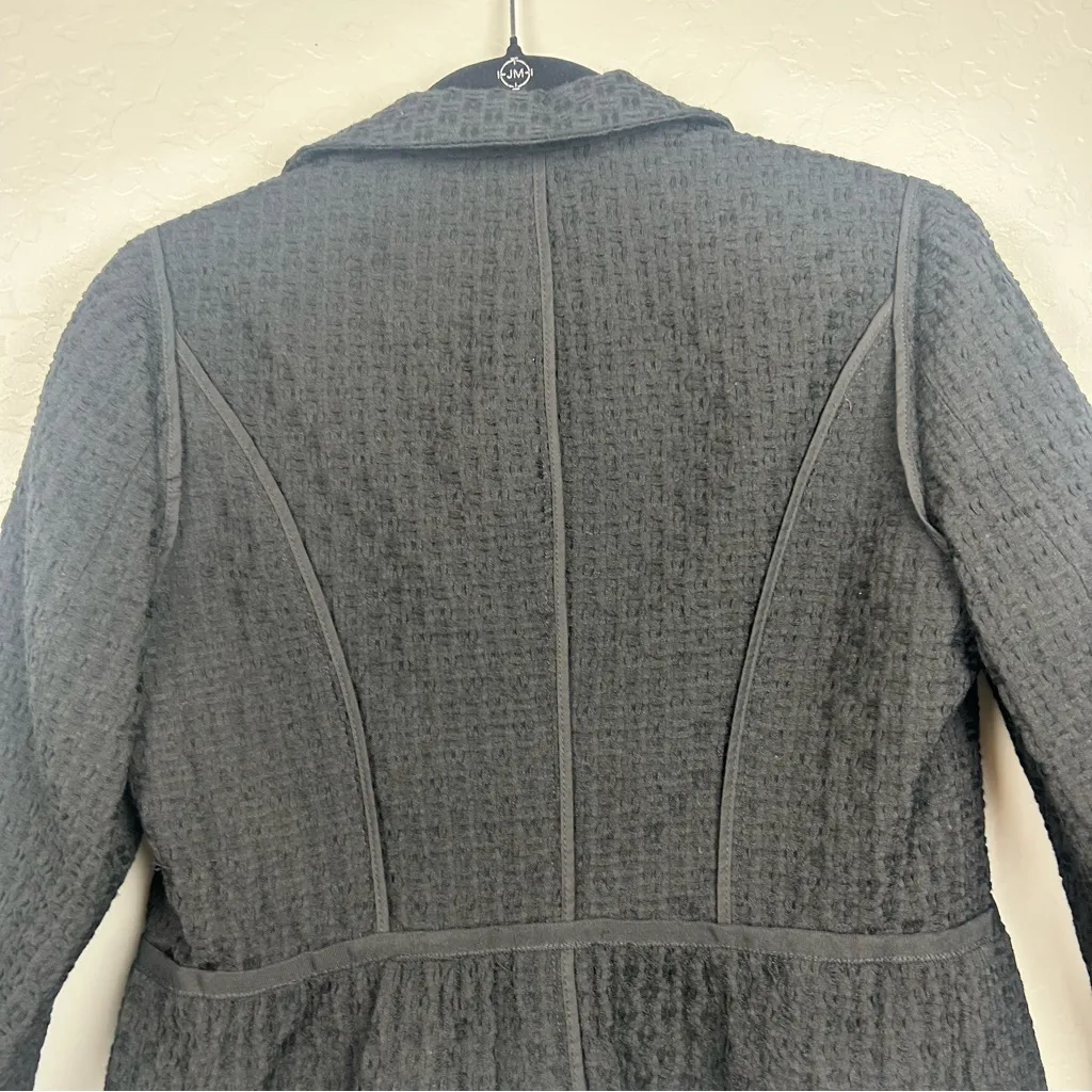 Ann Taylor LOFT black wool blend textured ruffled blazer jacket size 8 NEW - Image 13