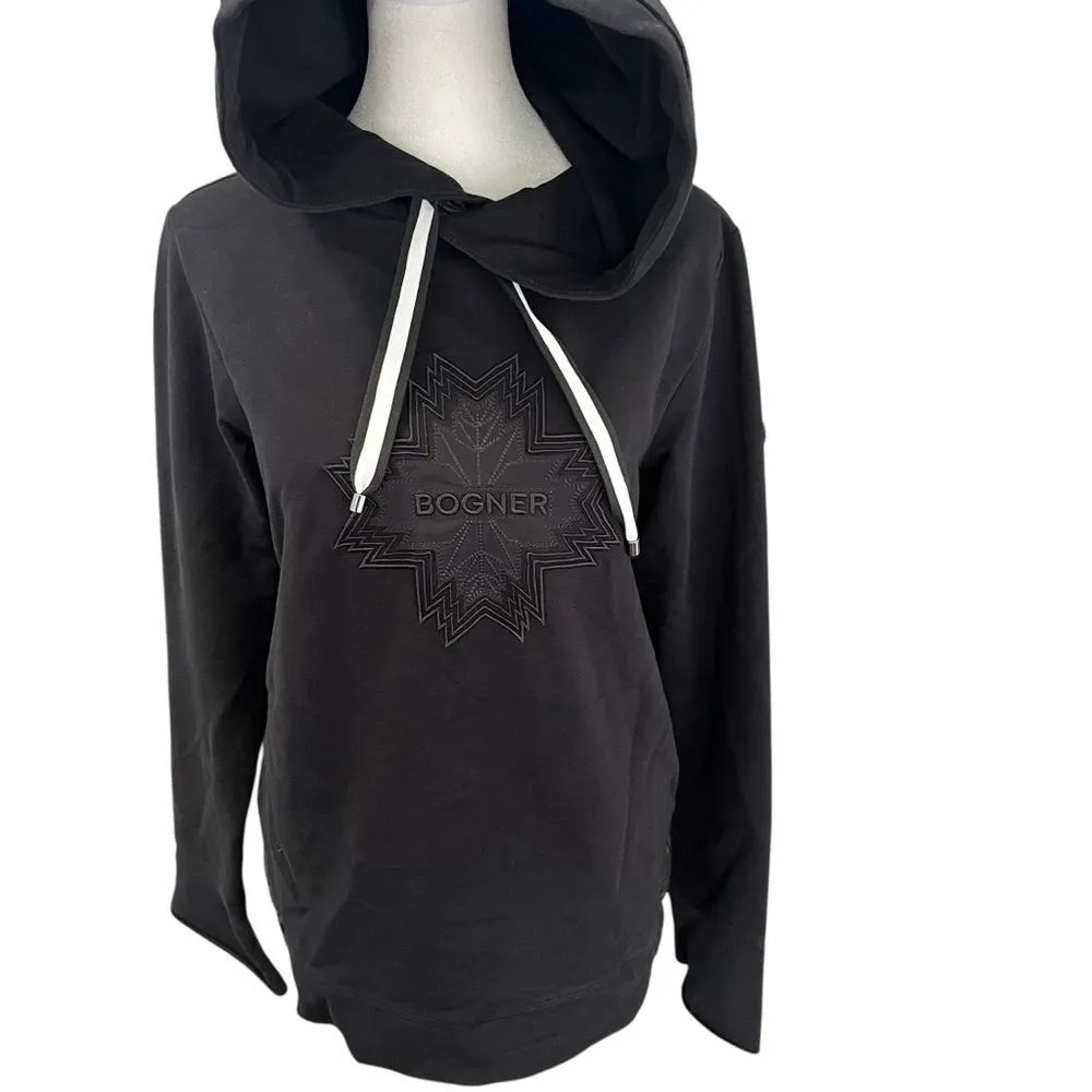 Bogner Black Quilted Hood Logo Pullover Hoodie Sweatshirt Women’s M Size M - Image 2