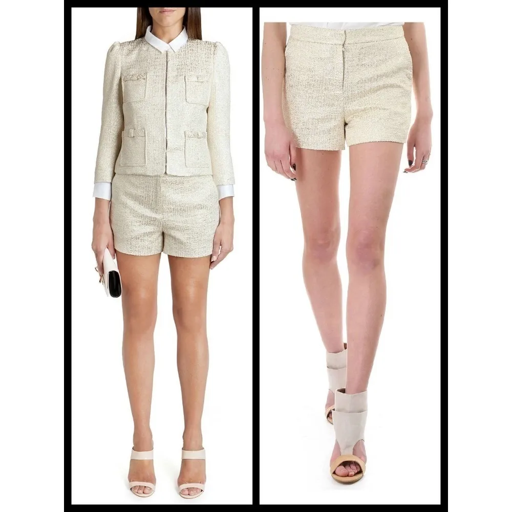 💕Ted Baker💕 Metallic Gold High-Rise Suit Shorts - Image 2