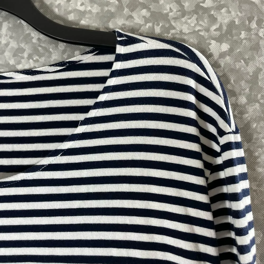 Ruby Rd. Women's Black & White Striped Casual Dress - Large - Drawstring Waist - Image 2