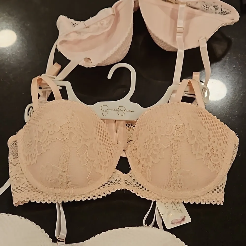 💕JESSICA SIMPSON💕 Padded Push Up Balconette Bras 3 Pk Pink White Nude 36C NWT - Image 7