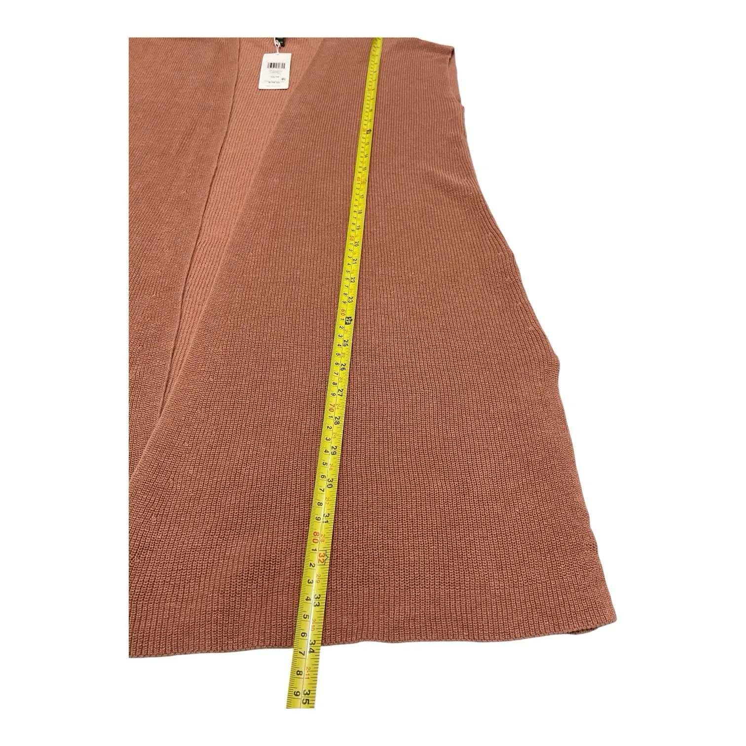 Eileen Fisher linen blend knit sleeveless duster vest cardigan  XS Terracotta - Image 9