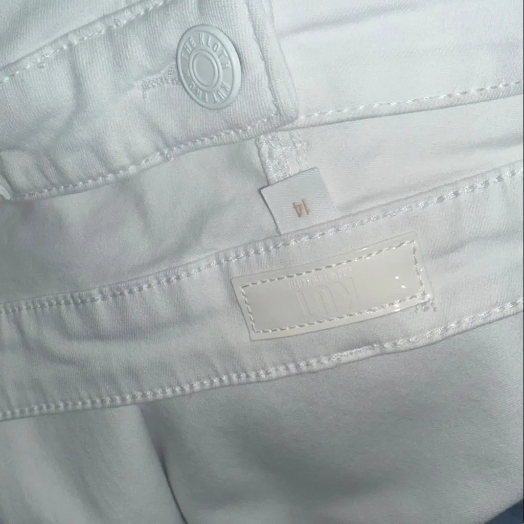 NWT Kut from the Kloth Charlotte High-Rise Wide-Leg Cuffed Jeans White SZ-14 - Image 6