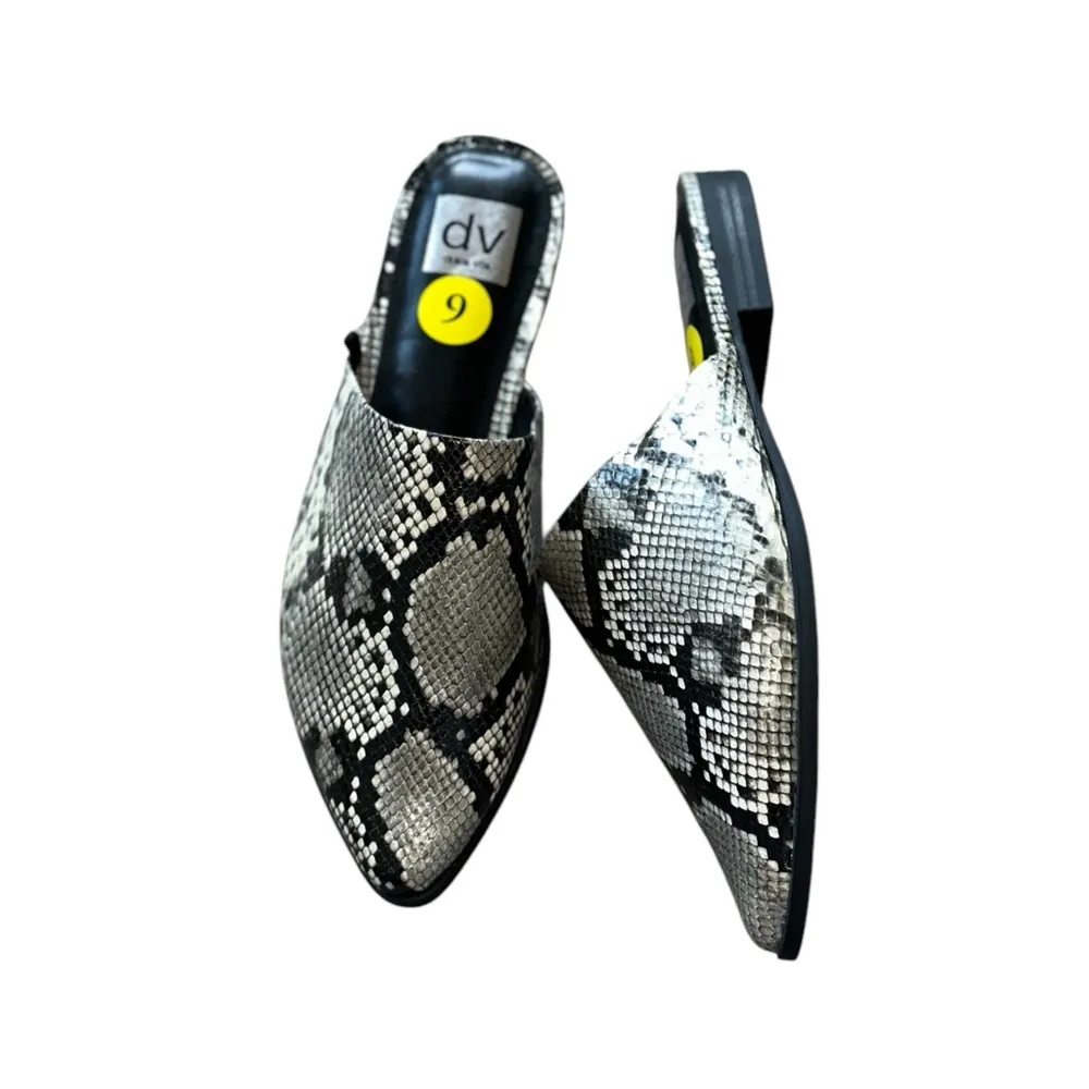 NEW Dolce Vita Mule Shoes Leather Snake Embossed Slip On Black Size 9 - Image 3