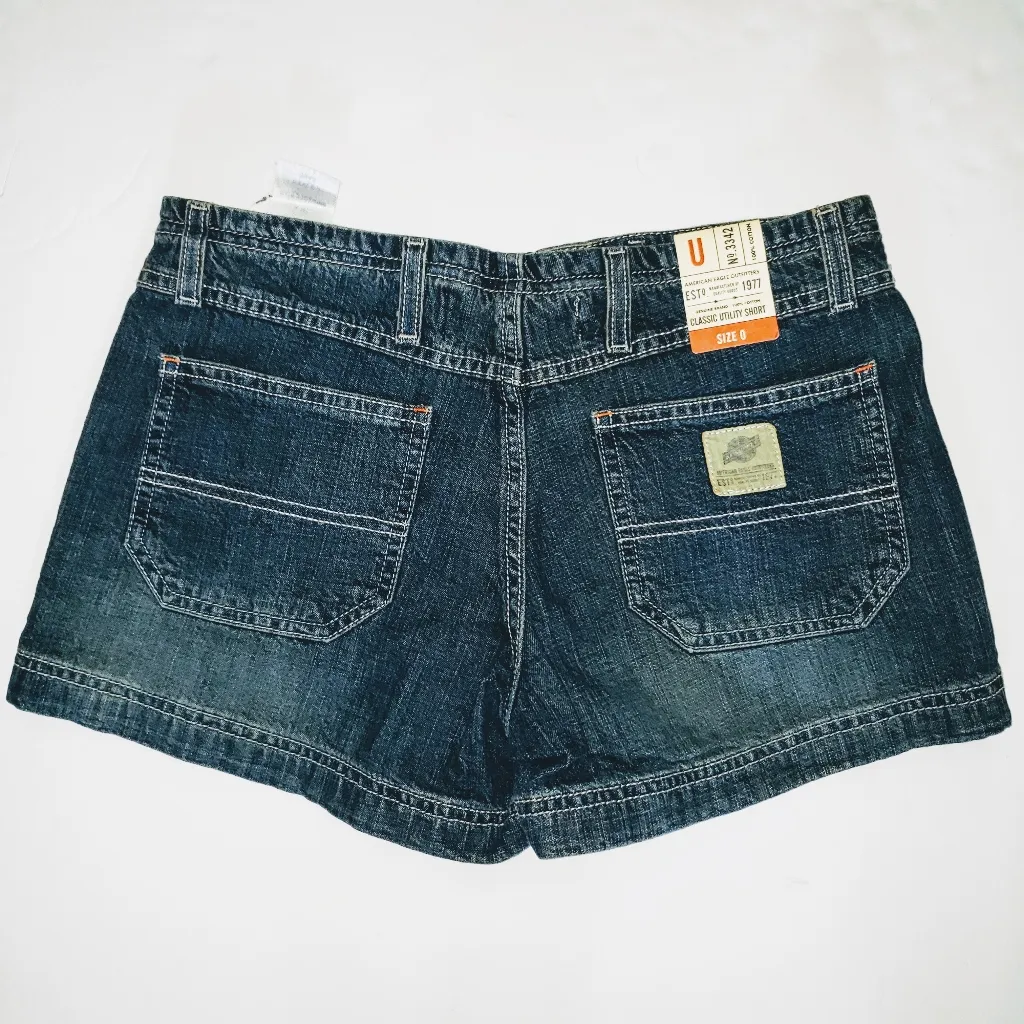 NEW‎ American Eagle Womens 0 XXS XS Cargo Shorts Dark Denim Jean VTG 00's NWT - Image 2