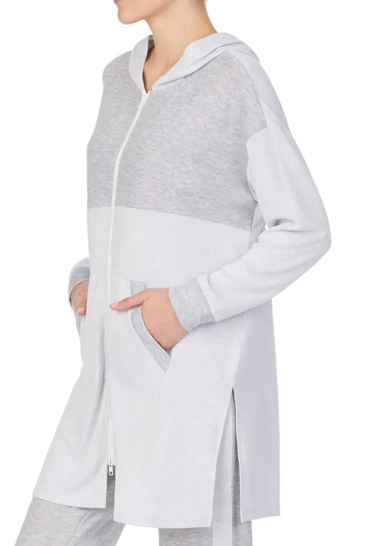 Refinery29 Double Knit Mid Thigh Zip Front Jacket White - Image 3