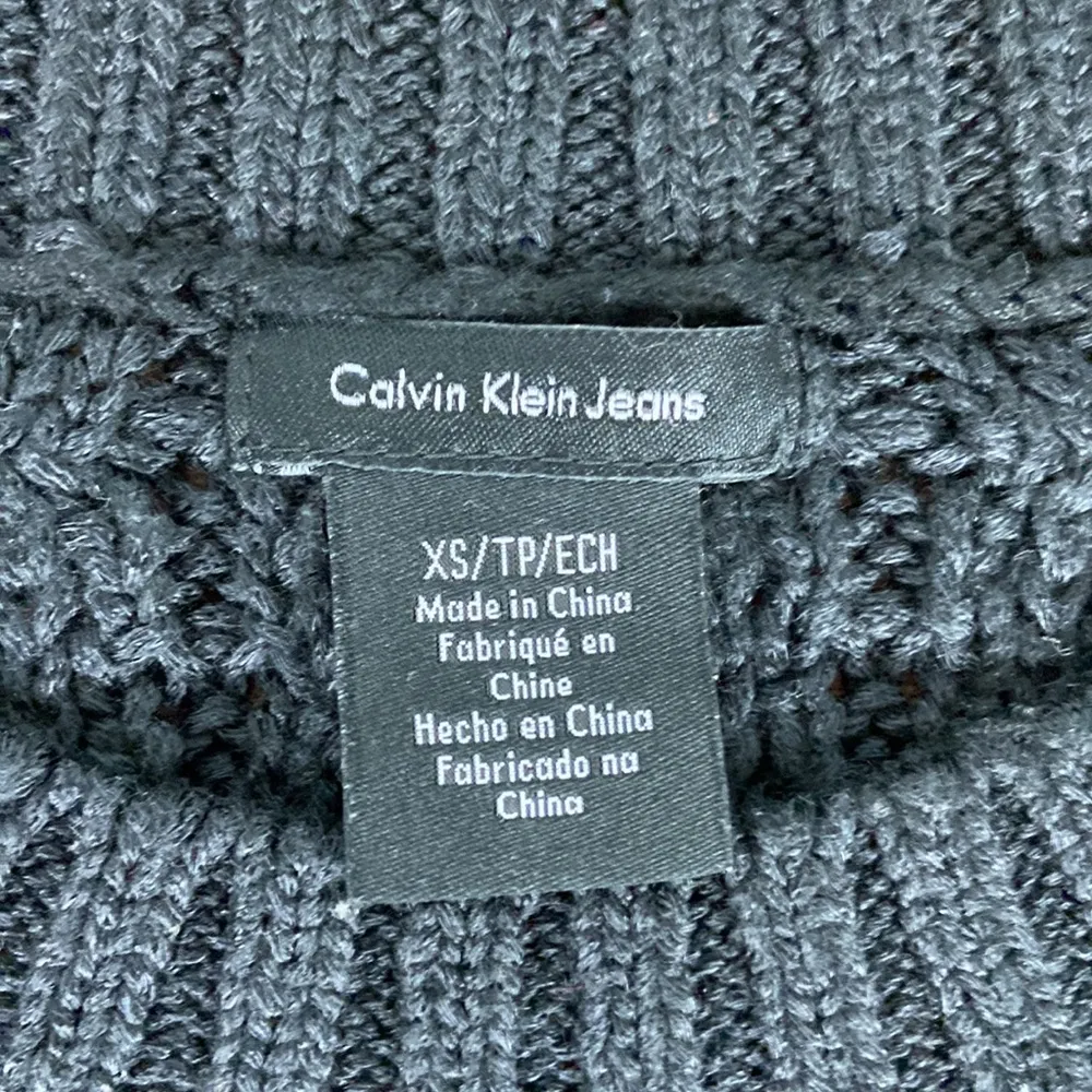 Calvin Klein Jeans Cable Knit Sweater Core Texture Mixed Crew Black Size XS - Image 9