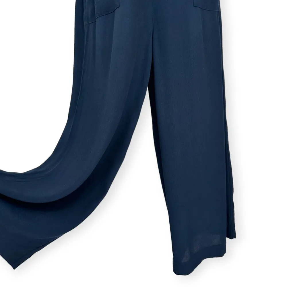 Madewell | Size 2 | Navy Blue Smocked Button-Front Cropped Wide-Leg Jumpsuit - Image 7