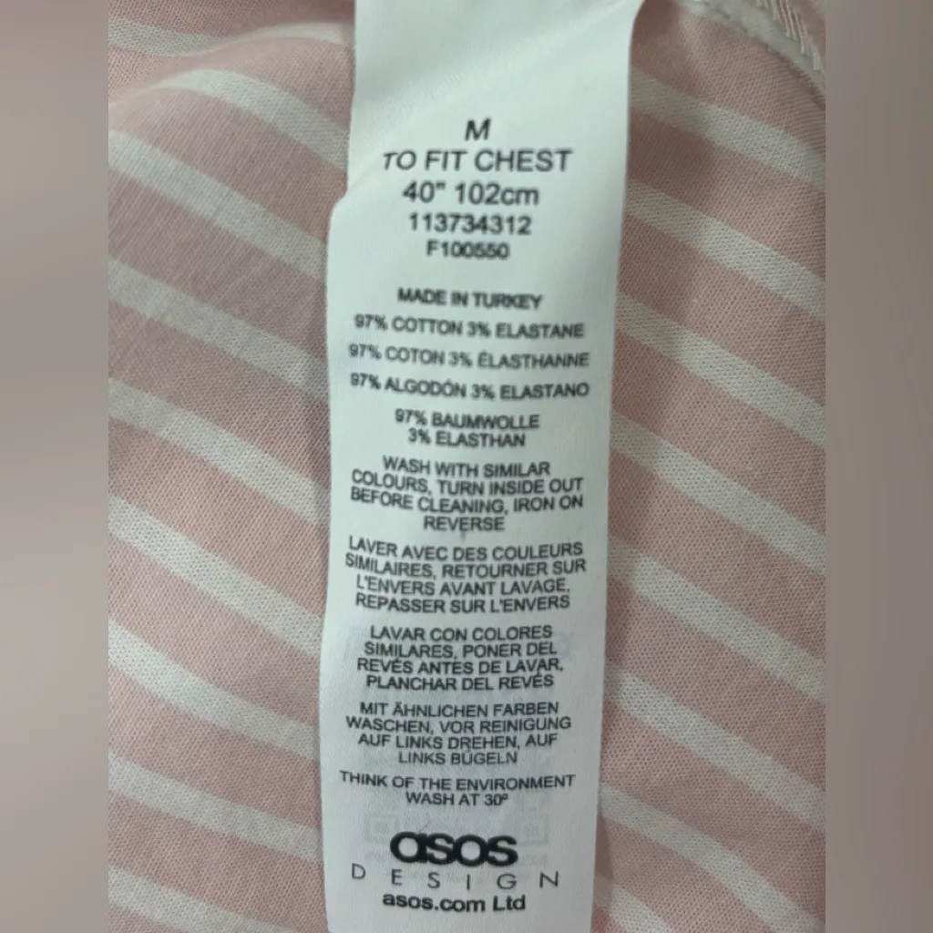 ASOS M Preppy Pastel Pink and White Striped Button Down Shirt - Image 9